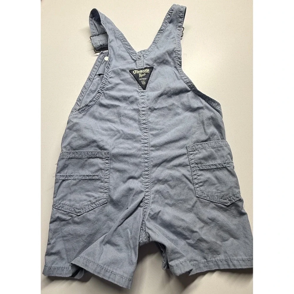 OshKosh B'gosh 18M Blue Cotton Shortalls Short Overalls Baby Unisex